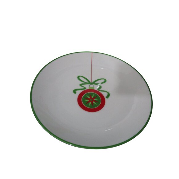 Crate & Barrel Christmas Ornament Luncheon Dessert Salad Plates Four EUC - Picture 3 of 16